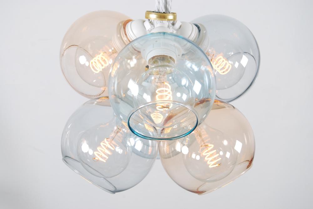 A group of clear stylish light bulbs