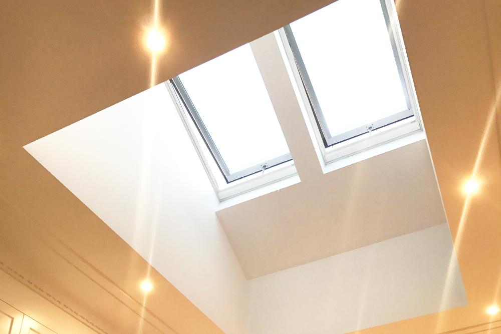 A skylight in a kitchen